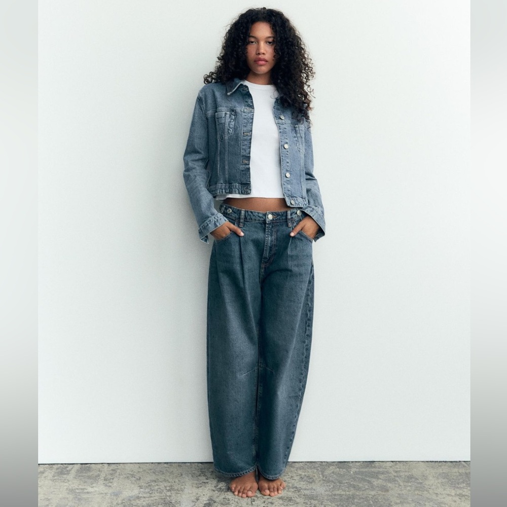 Zara Wide-Leg Denim Jeans in Medium Blue